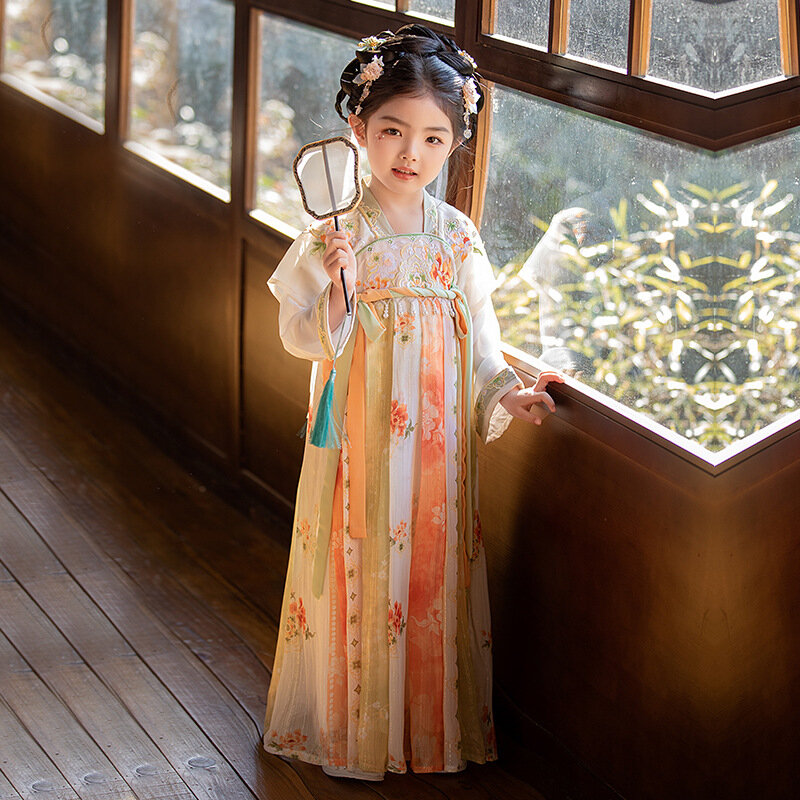한푸 중국 원피스 데일리 한복, 중국 전통 원피스 우아한 파티 드레스, 중국 스타일 빈티지 파티, 여아