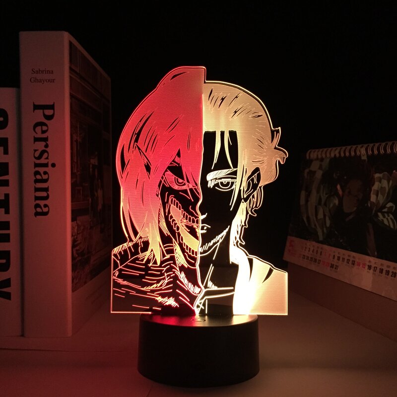 Eren Yeager Attack on Titan4 3d Night Light Room Home Decoration Night Light Shingeki No Kyojin Children's Anime Night Light