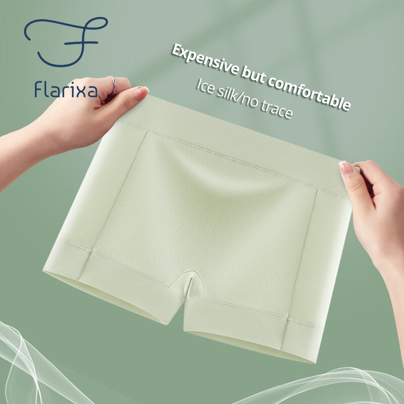 Flarixa النساء حجم كبير سلامة السراويل تحت تنورة سلس الحرير الجليد الملاكم ملخصات للإناث boyshort الصيف سلامة السراويل M-4XL