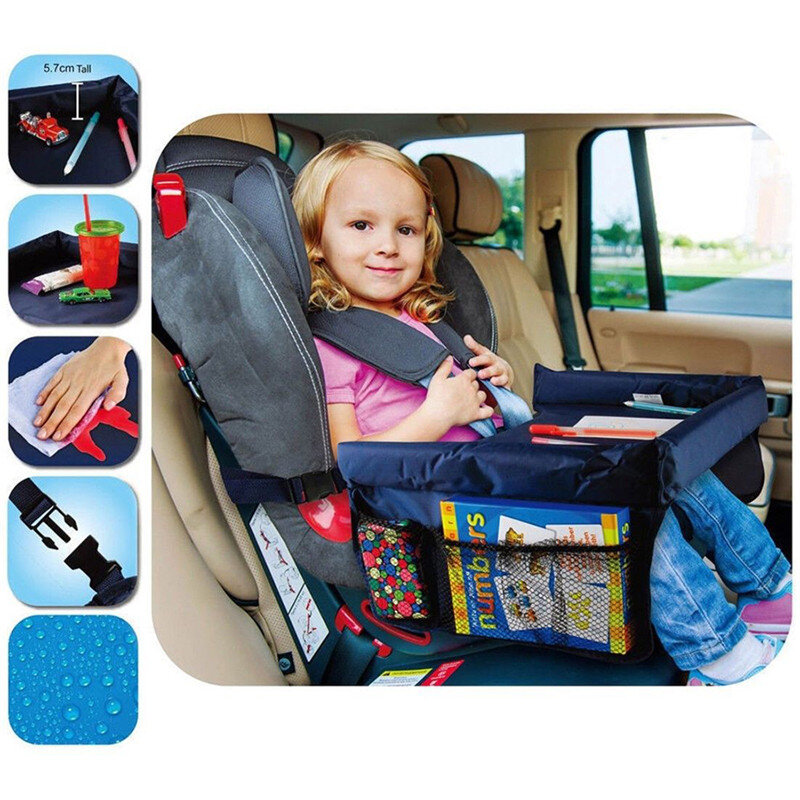 Table de rangement de siège de voiture pour bébé, stockage de jouets pour enfants, support de nourriture et d'eau, table de sécurité pour enfants, accessoires de voiture de jeu de voyage