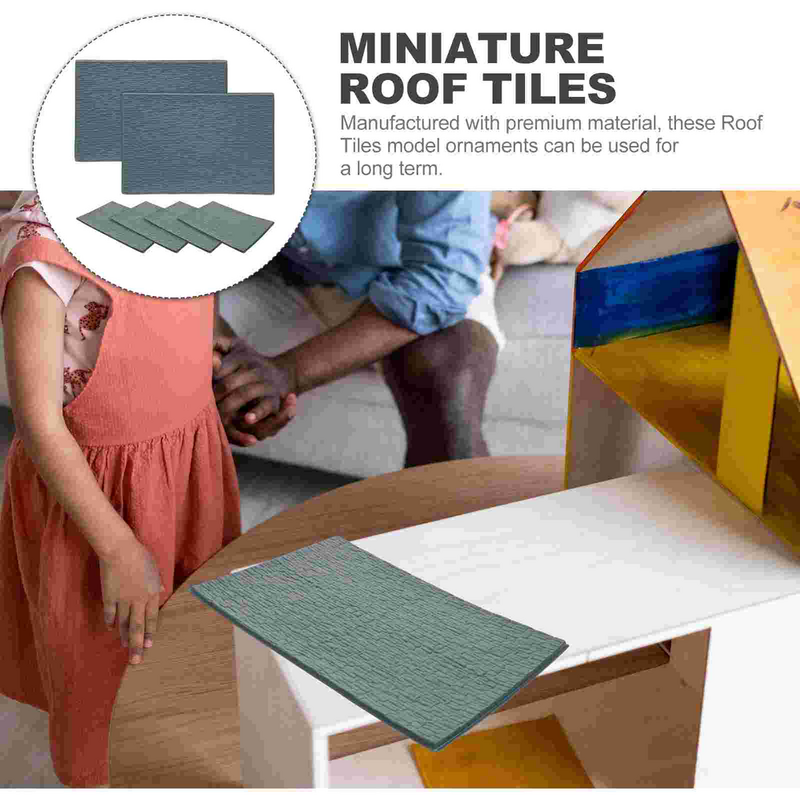 6 Sheets Mini Roof Tile Fake Tiles Model Miniature Micro Building DIY Materials Kids Decor House Decoration