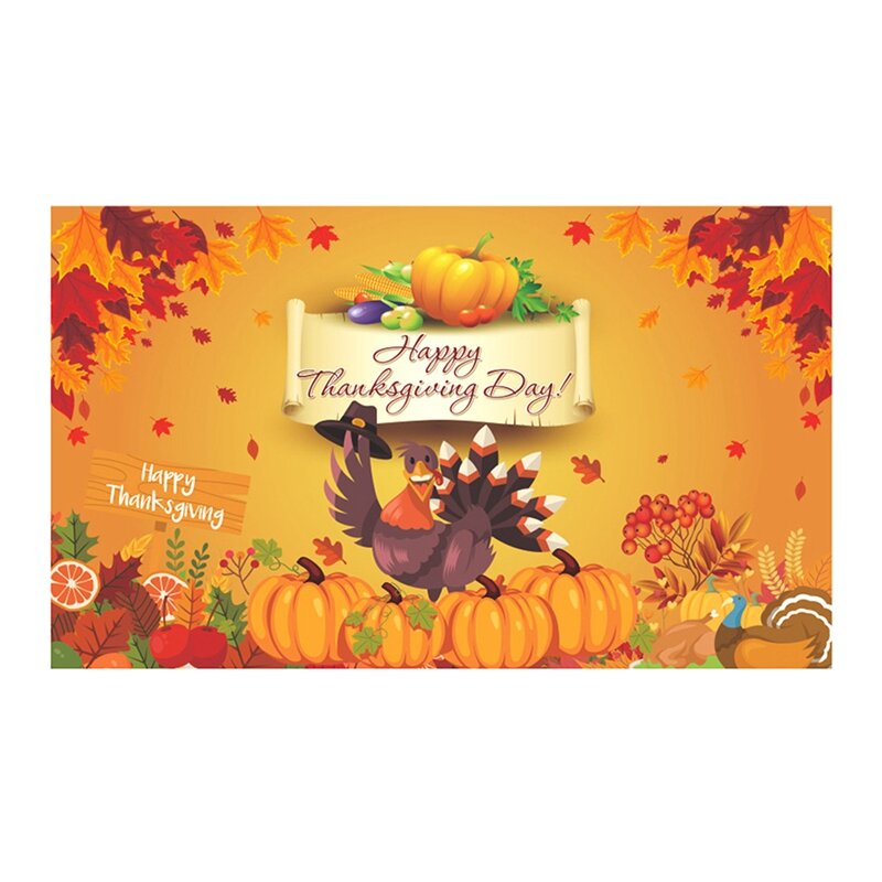 Happy Thanksgiving Day Hanging Fall Harvest Poster Background Banner 70.8Inx43.3In For Thanksgiving Day Party Decoration