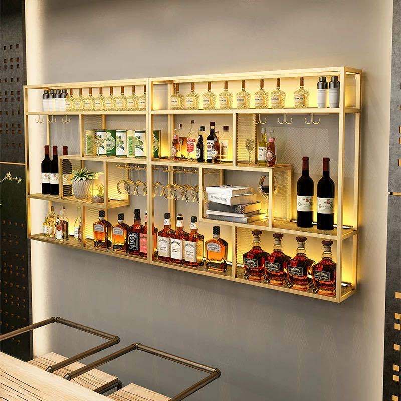Bottle Wall Mounted Wine Cabinets Holder Modern Cocktail Retail Bar Cabinet Inverted Restaurant Adega Barzinho Home Furniture