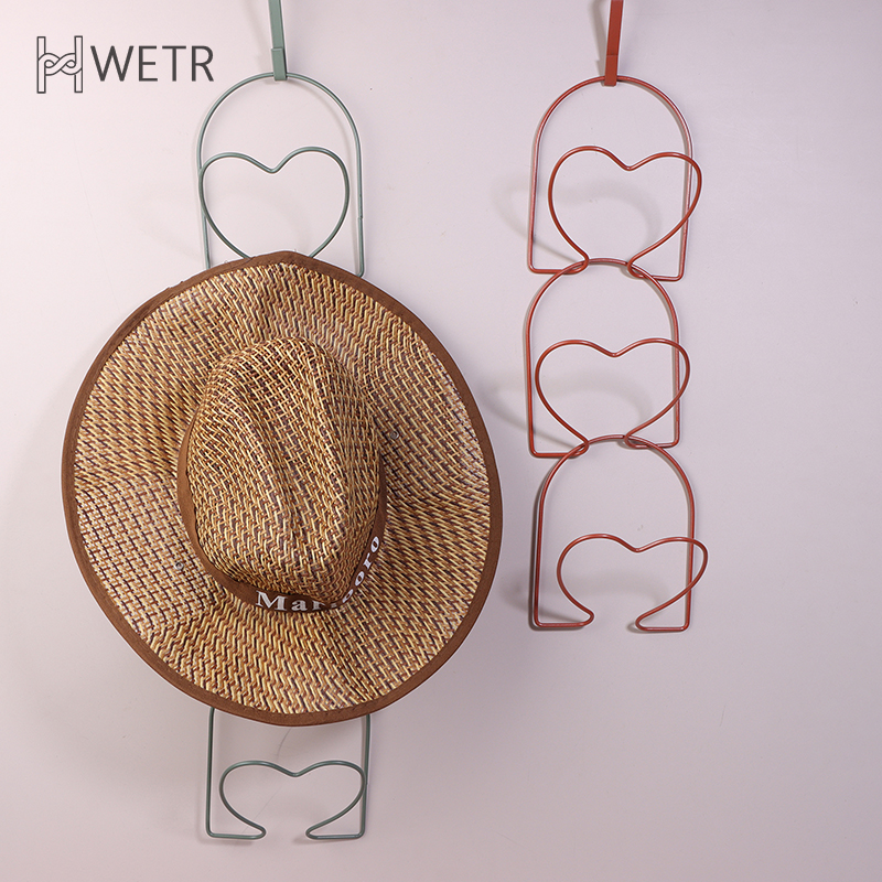 5 buah rak penyimpanan tutup dapat dilipat bentuk hati gantungan pakaian terpasang di dinding pengatur pintu modis di belakang pemegang topi banyak lapis