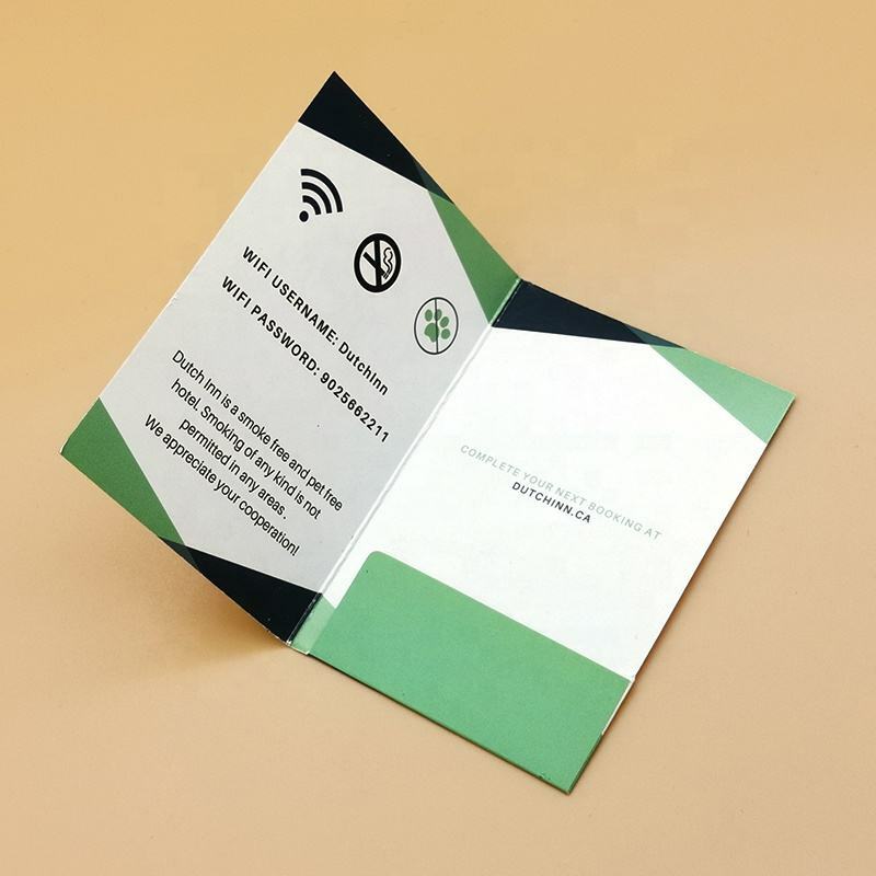 Impressão personalizada do cartão chave do hotel, Envelope grosso papel titular do cartão para acolher os hóspedes, apto para o cartão do quarto padrão
