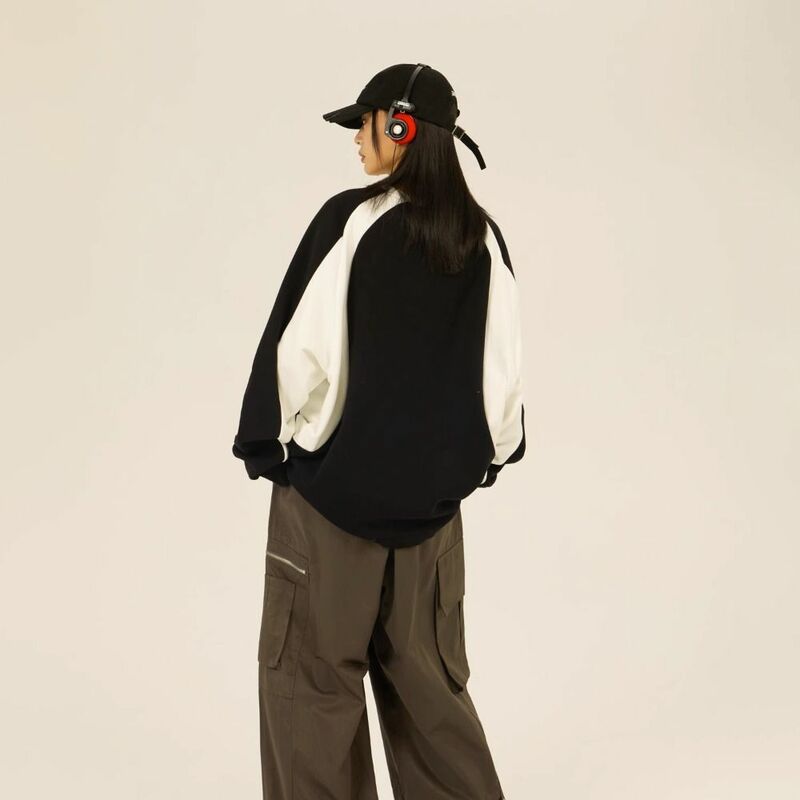 Sudadera de manga larga con cuello redondo para hombre, ropa de calle informal, holgada, con letras, estilo Hip Hop, Y2k