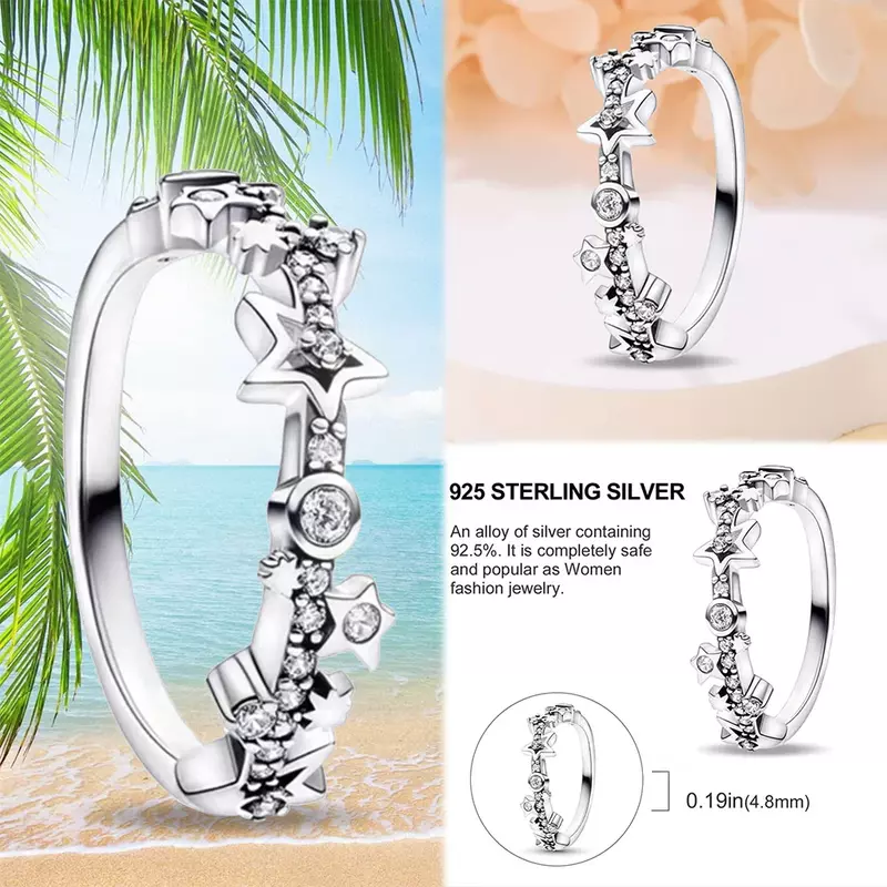 Anelli di zirconi Boutique stella bianca in argento Sterling 925 per le donne anelli di usura quotidiana per feste di matrimonio fini in argento nuovi regali di gioielli fai da te