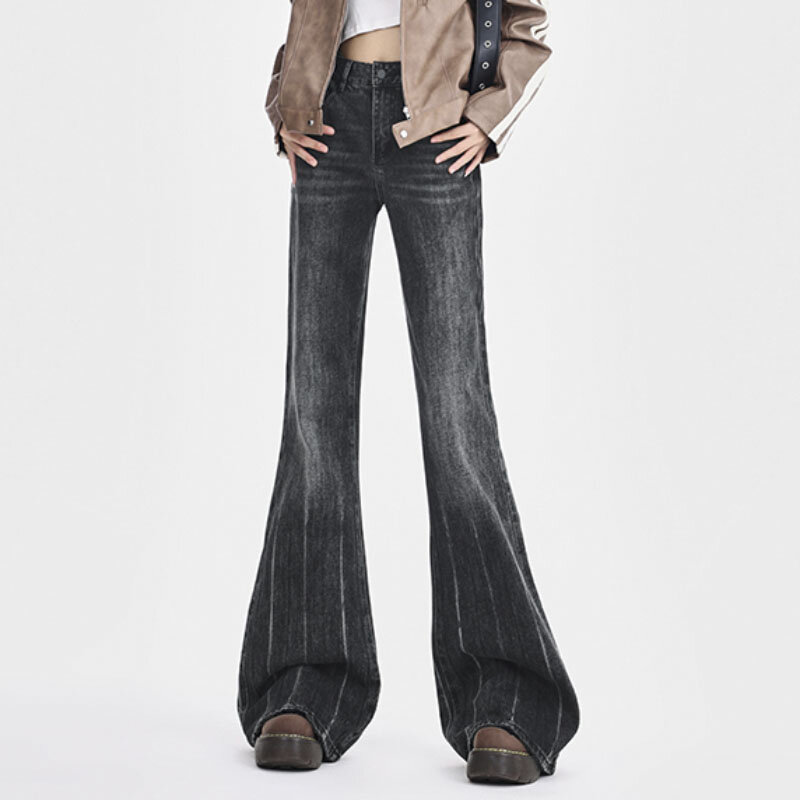 Pantalones vaqueros acampanados Vintage de estilo americano para mujer, Jeans de cintura alta, ropa de calle, moda Y2K