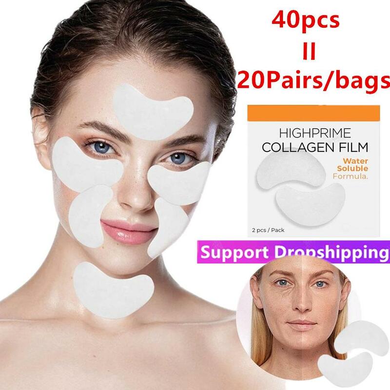 40Pcs Collagen Water-soluble Eye Mask Desalination Fine Lines Around Eyes Bags Dark Circles Hydrating Tightening Eye Skin