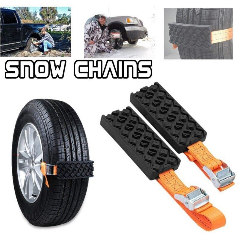 내구성 미끄럼 방지 자동차 타이어 견인 블록, 비상 눈 진흙 모래 타이어 체인 스트랩, 눈 진흙 얼음, 1 개, 2 개