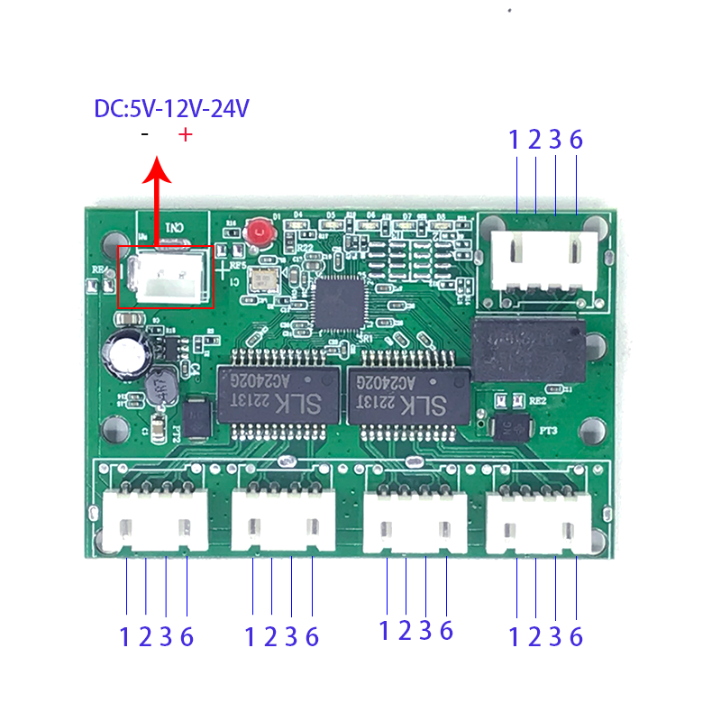 Mini PCBA 5 Portas Networkmini Ethernet interruptor módulo 10/100Mbps 5V 12V 15V 18V 24V