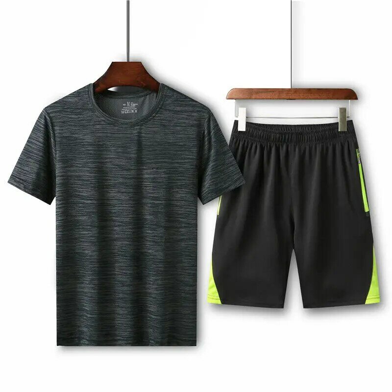 เสื้อยืดคอกลมแขนสั้นสำหรับผู้ชายฤดูร้อนแห้งเร็วกางเกงขาสั้นเชือกผูก5/4 6-7X ลำลองพิมพ์ลายกีฬา DIY สำหรับผู้ชาย