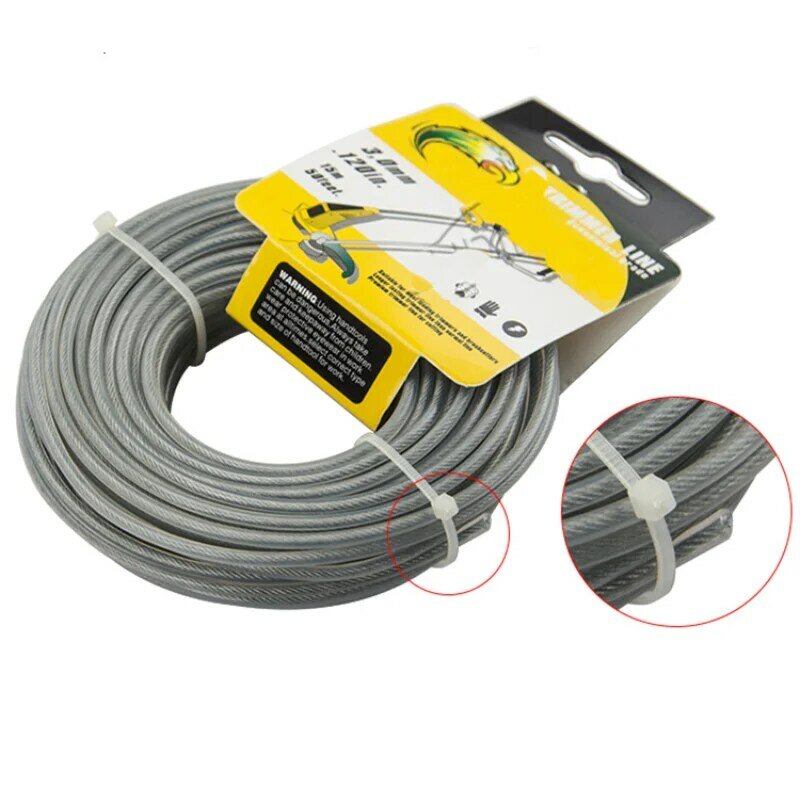 2.0/2.4/2.7/3.0mm*15m Round Trimmer Steel Nylon Wire Rope Cord Line Brush Cutter Long Grass Replacement Lawn Mower Accessories