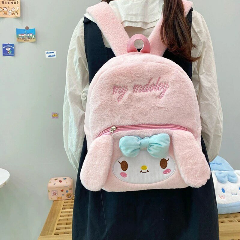 Sanrio плюшевый рюкзак для женщин Kawaii Hello Kitty Kuromi Mymelody Cinnamoroll Большой Вместительный школьный рюкзак мультяшный милый женский дорожный рюкзак