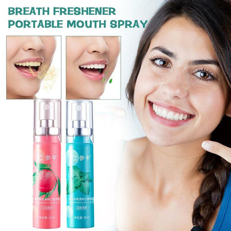 Fruity Breath Peach Menta Refrescador Spray, Halitose, Cuidado Refrescante, Spray de Odor, 20ml de Tratamento Líquido na Boca, P4T4