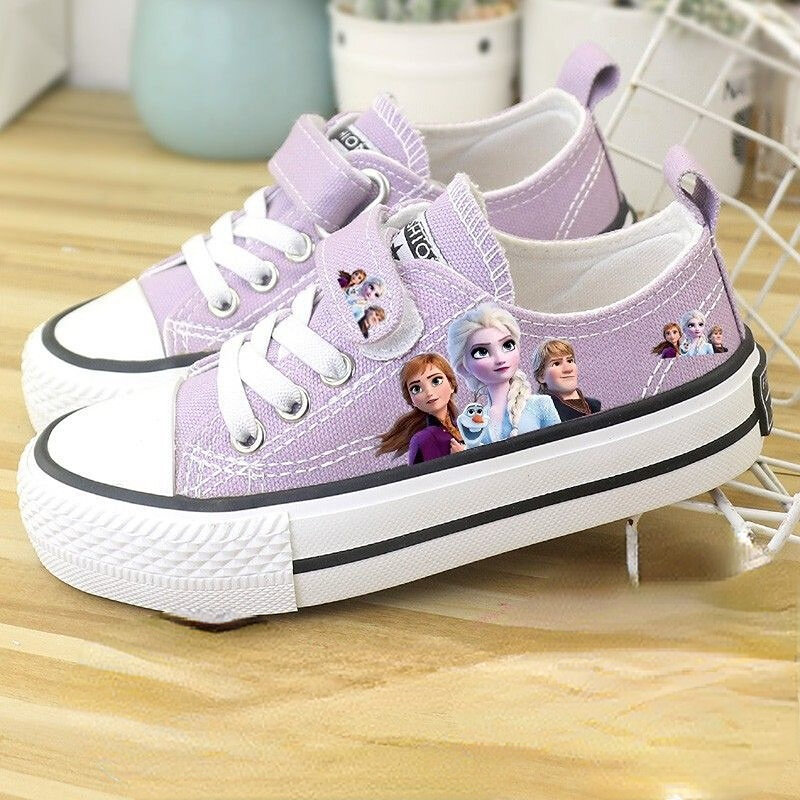 Scarpe da ragazza Disney estate primavera scarpe da principessa Elsa in tela per bambini Sneakers basse scarpe viola da ragazza taglia 25-37