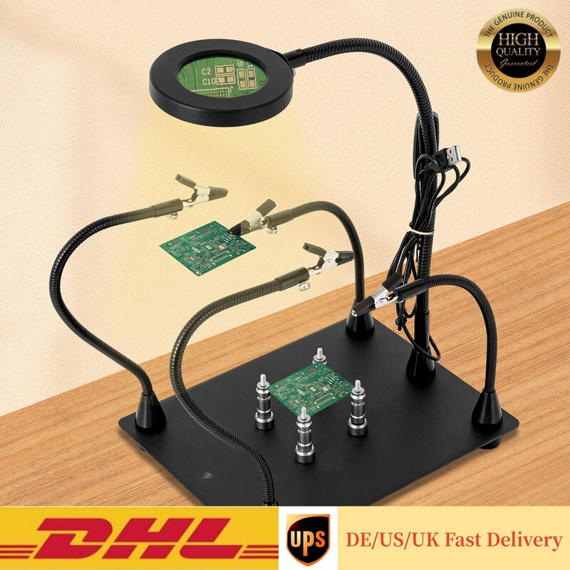 Magnetic Helping Hand Soldering With 3X Led Magnifier Lamp Holder With Electronic Repair Tool Service Fixture Welding Table