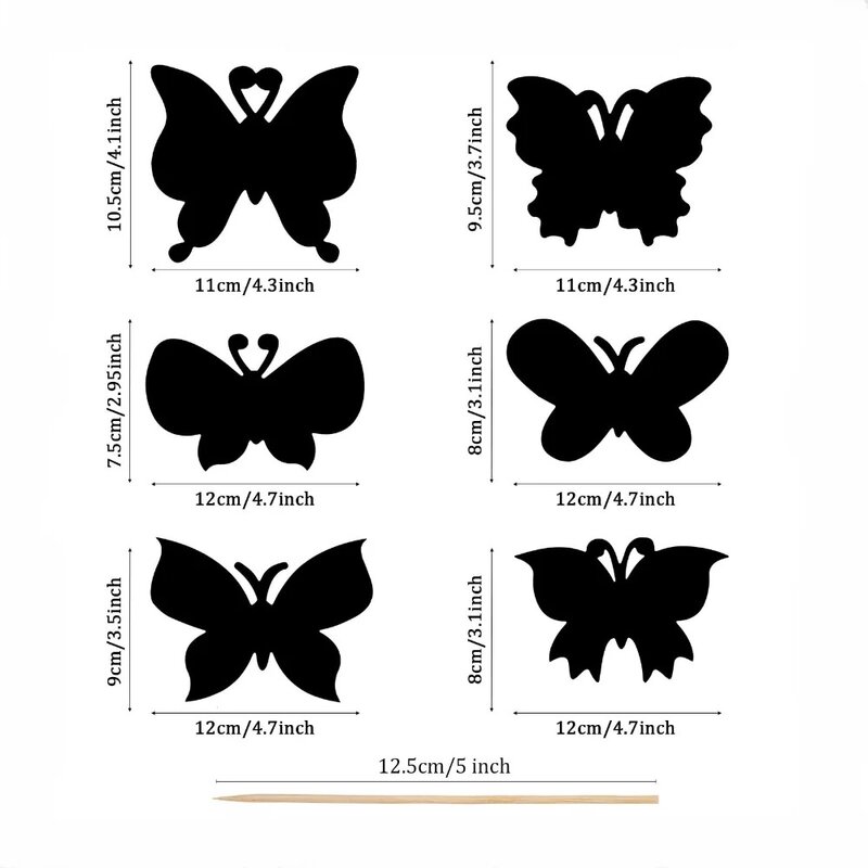 6/12pcs Set magische Kratz kunst Schmetterling Kratz zeichnung Papier Lesezeichen Kinder Malbuch kreative Karte Aufkleber Lernspiel zeug