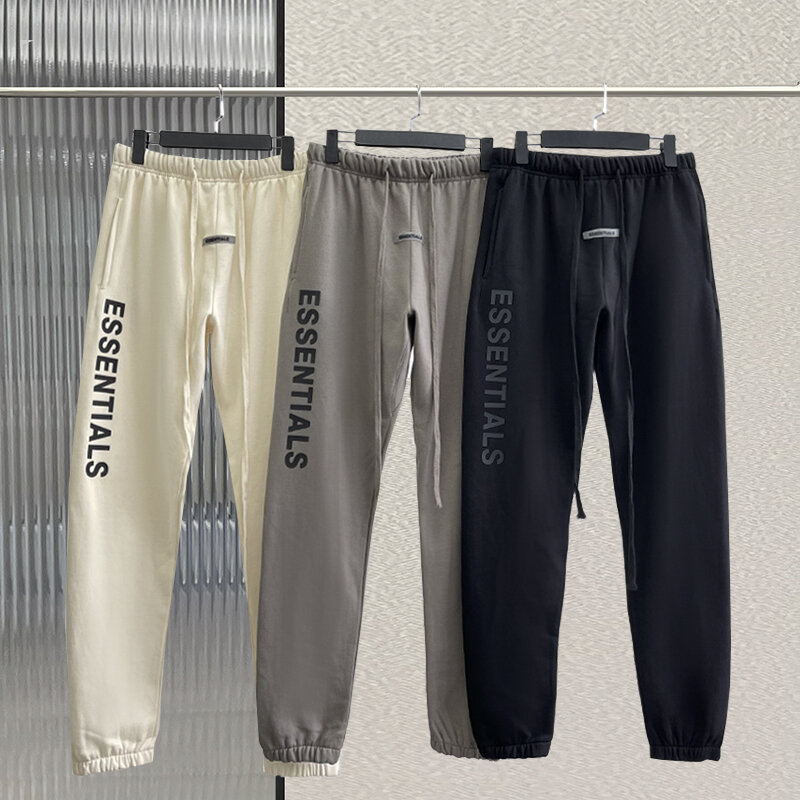 Unisex Essentials Hip Hop Loose Hoodie Jogging Pants, High Street Style Sweatpant, logotipo de borracha, nova marca de moda