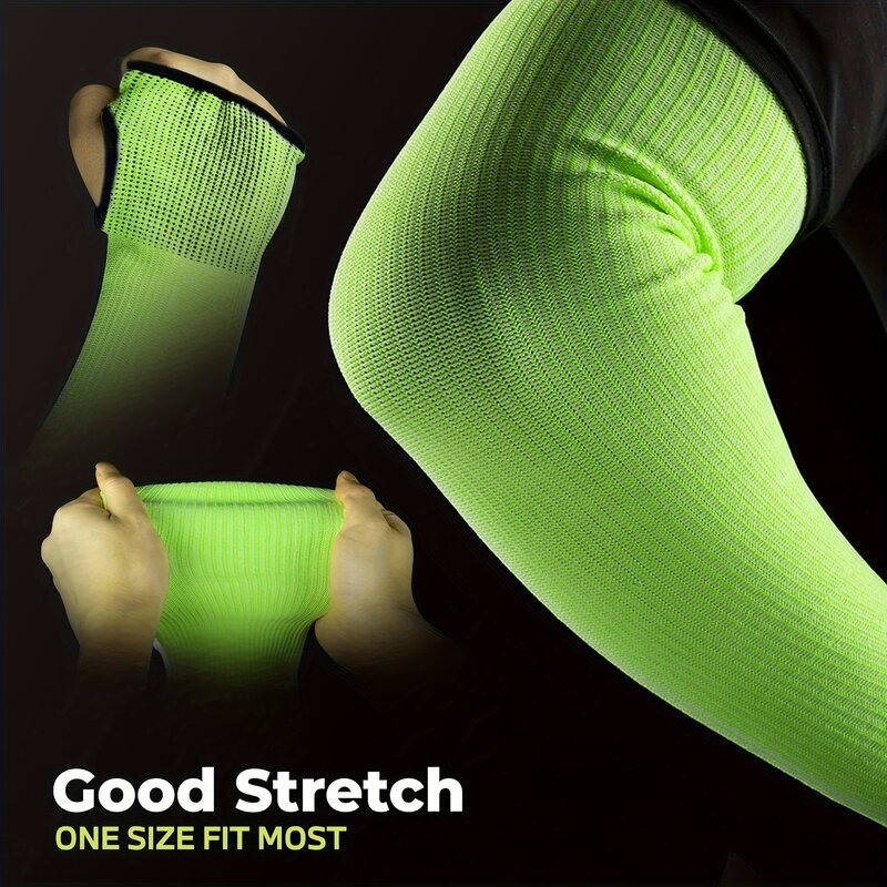 1 Pair, One Size, Cut Resistant Sleeves with Thumb Hole, Adjustable Hook & Loop, for Yard, Kitchen, Gardening, Green - BOLDPONT