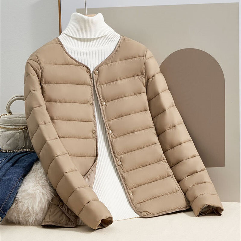 Mode leichte Daunen Baumwoll jacke weibliche Frühling Herbst Mantel Tops 2024 neue kurze Frauen Baumwoll jacken schlanke Wärme Oberbekleidung