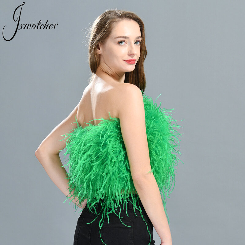 Jxwatcher, 100% натуральное страусиное женское свадебное нижнее белье, женское сексуальное искусственное меховое пальто, длина 30 см, Длинный топ с перьями