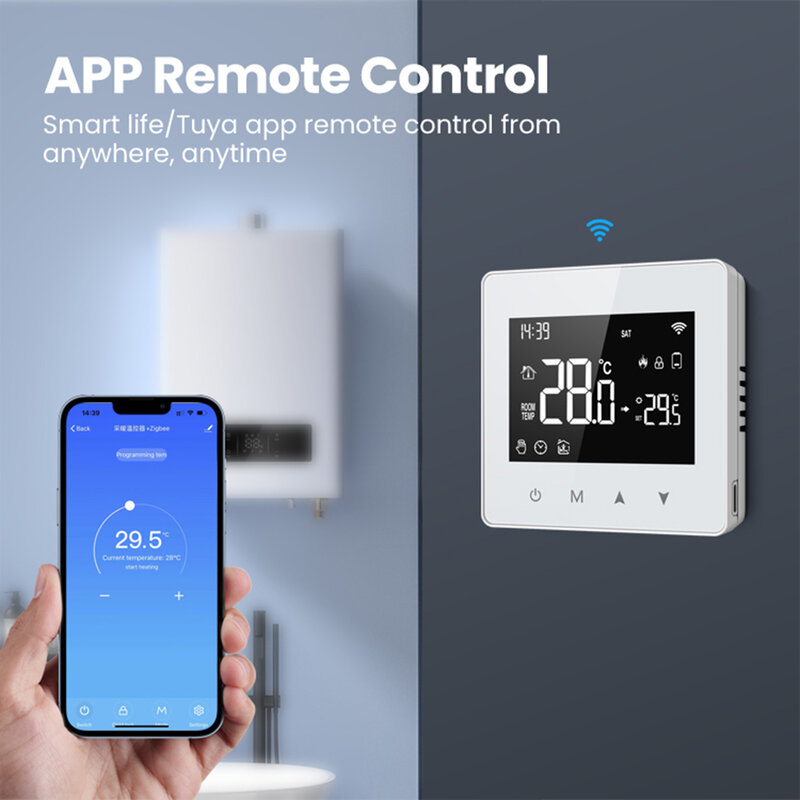 Pengontrol suhu ketel Gas air Tuya bekerja dengan Alexa Google Home kaligen termostat nirkabel rumah pintar