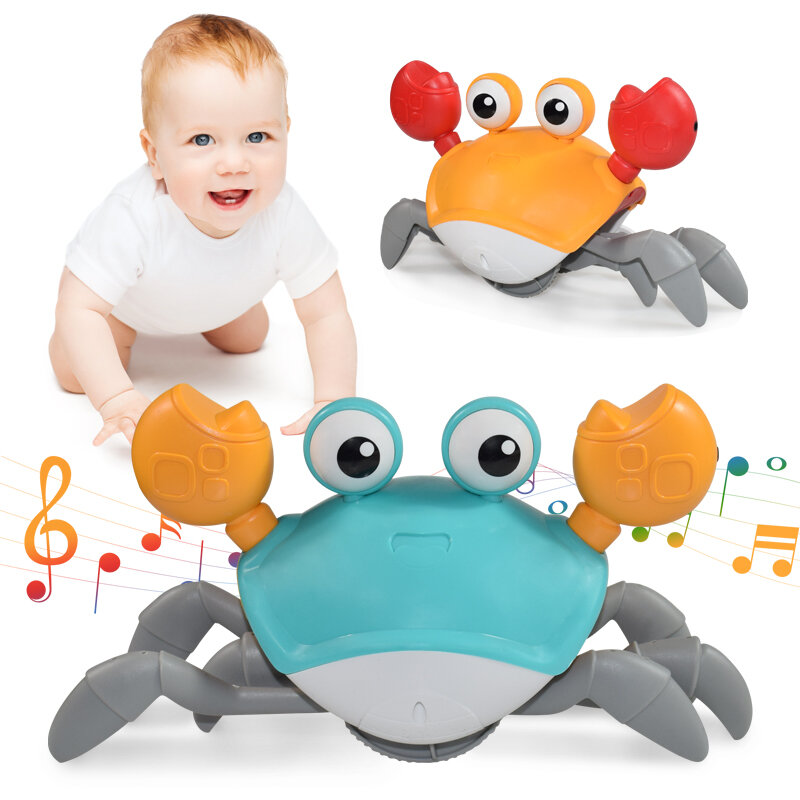 Mainan Merangkak Bayi Mainan Menyala Bayi Gurita Kepiting Induksi Lucu Mainan Edukasi Elektronik Mainan Bergerak Balita