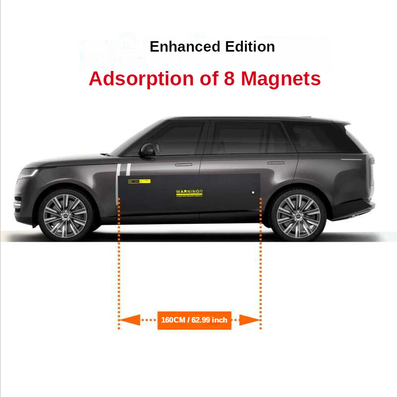 160CM/62.99 Inci Ultra-panjang Magnetik Pintu Mobil Pelindung Tubuh Antigores Anti-tabrakan Bantalan Perlindungan Penuh Hitam Stiker Mobil