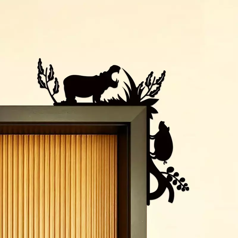 1pc Metal Creative Animal Home Decorative Wall Stickers Door Corner Decoration Door Frame Corner Decor Metal Wall Hanging Decor