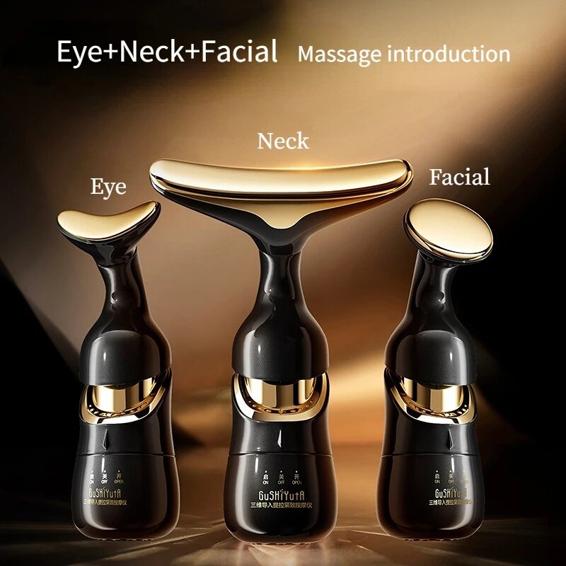 Masajeador Facial 3 en 1 para cuello y ojos, dispositivo de belleza de microcorriente para estiramiento de la piel, antiedad