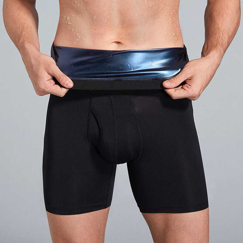 Шорты-сауна мужские с высокой талией, тренировочное белье для фитнеса и бега, утягивающие штаны, Корректирующее белье