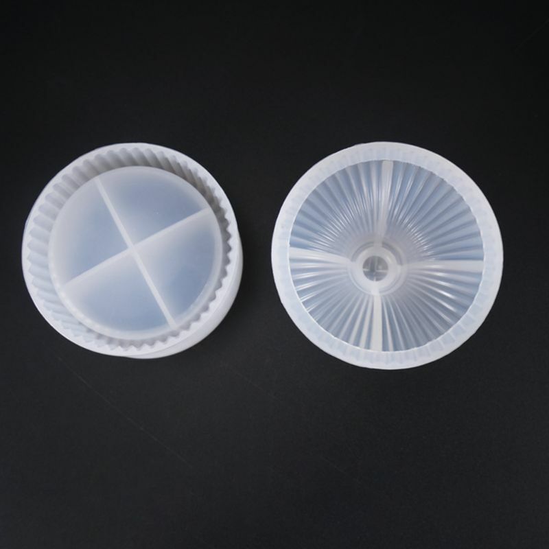 Moldes de silicona epoxi de cristal DIY, fabricación de cajas de almacenamiento de joyas de rayas redondas