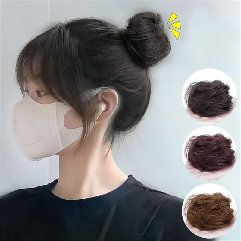 Straight Donut Chignon Hairpieces Synthetic Ombre Elastic Updo Chignon Fluffy Messy Scrunchies Hair Bun For Women
