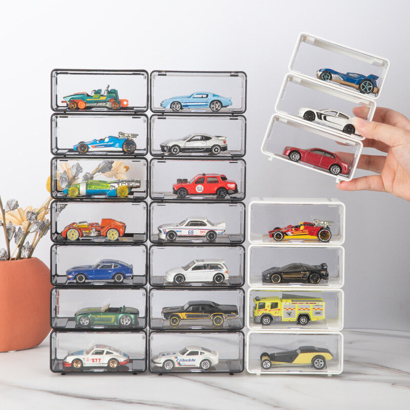 Car Toys  Transparent Dustproof Carro Model Collection Display Combinable Shell Acrylic Storage Box For Boys Gift