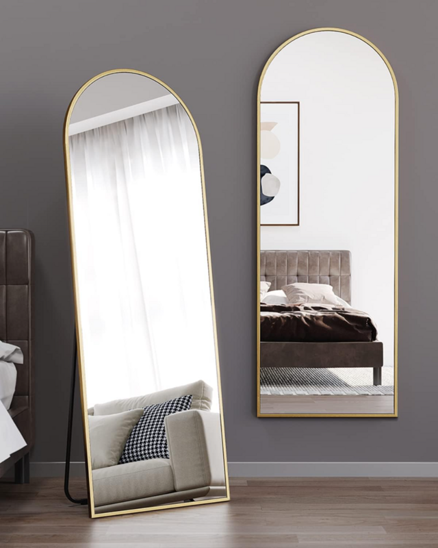 Specchio da terra, specchio a figura intera con supporto, specchio da parete ad arco, specchio a figura intera da 18 "x 58"