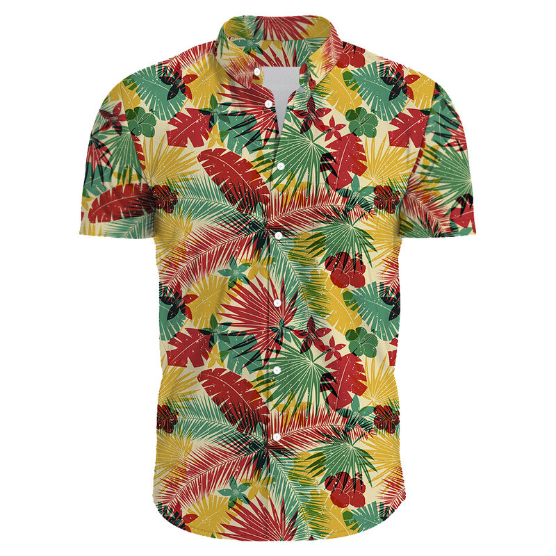 Camisas con estampado de flores hawaianas para hombre, ropa informal de manga corta, trajes de moda coreana, Tops de gran tamaño, venta Floral