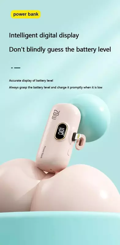 Power Bank nirkabel 30000mAh kapsul Mini, pengisian cepat catu daya ponsel darurat baterai eksternal untuk iPhone tipe-c