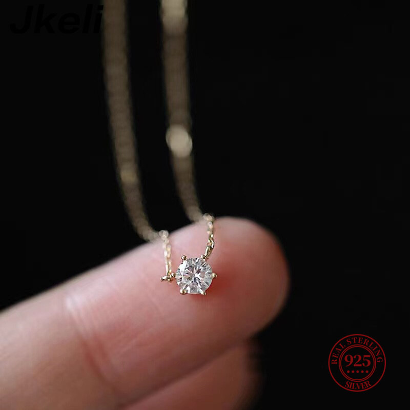 Jkeli-Collier plaqué or 18 carats en argent regardé 925 pour femme, bijoux de mariage, simple, Rotterdam, Kling, Zcomprend sur la clavicule, Jofor