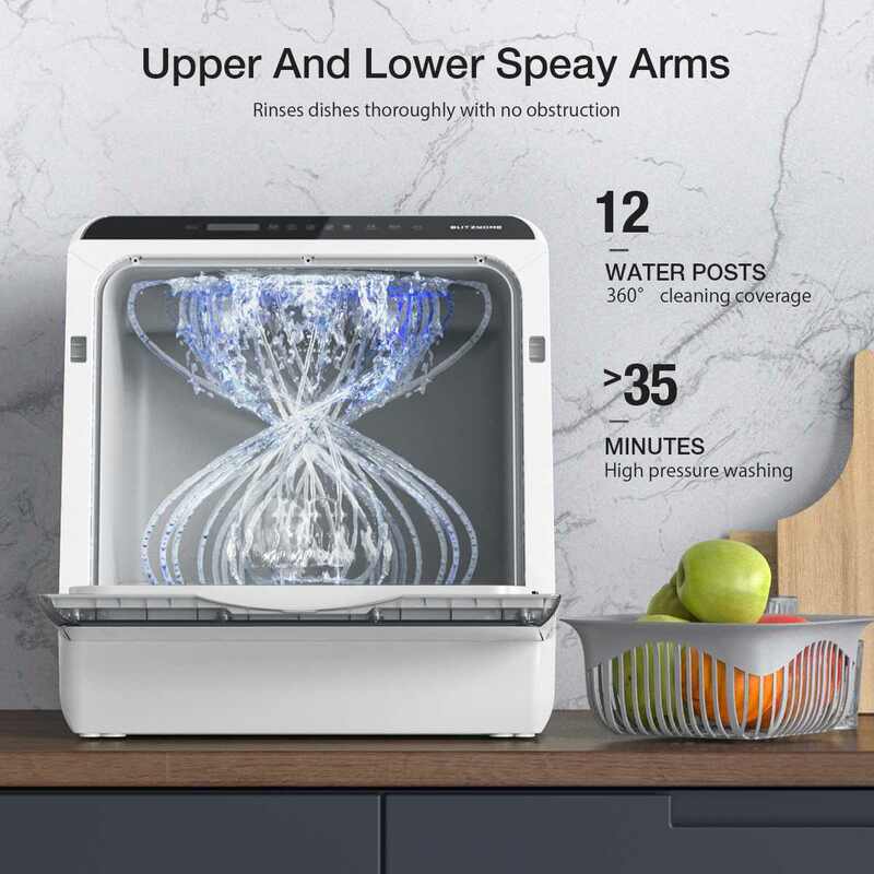 Портативные столешницы для посуды Blitzhome компактные посудомоечные машины со встроенным резервуаром для воды 5 л и входным шлангом 5 программ для стирки