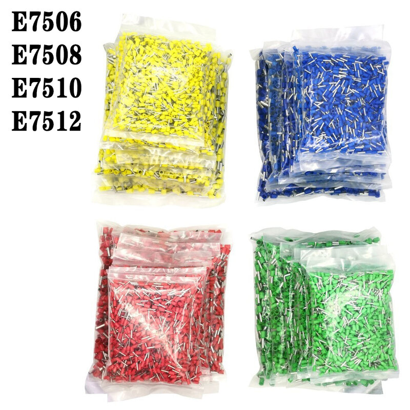 E7506-8 1000pcs/Pack Insulated Cord End Terminal Crimp Terminal Wire Connector Crimp Ferrules Crimping Terminals Tubular AWG #22