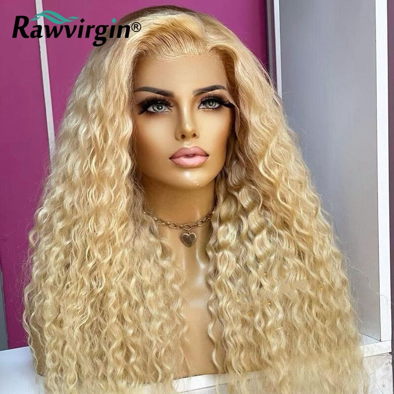613 blond peruka z mocnymi lokami dla czarnych kobiet przezroczysta peruki typu Lace front na imprezę i Cosplay Barzilian dziewicze włosy peruka
