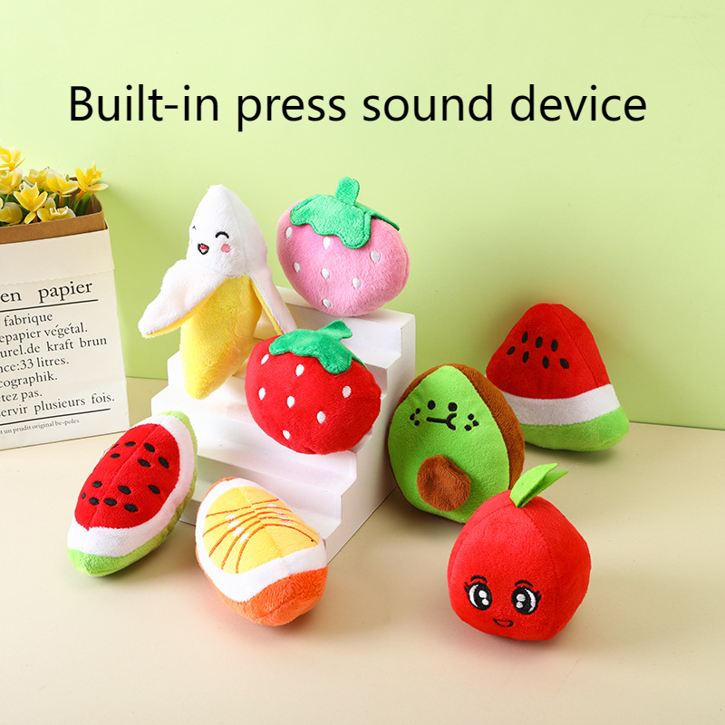 Fruit Pet Plush Toys Dog Teeth Grinding Bite Resistant Vocal Toy Watermelon Apple Avocado Strawberry Educational Relief Supplies