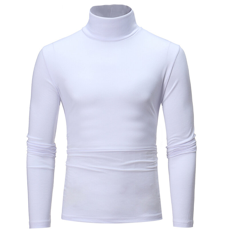Camisola de gola alta manga comprida masculina, roupa interior térmica, camisa casual de fundo fino, camisola, pulôver quente, roupa elástica