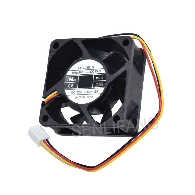 Original  EFC-06E12D 6025 60*60*25MM cold 6 12V 0.60A 3 wires square inverter fan