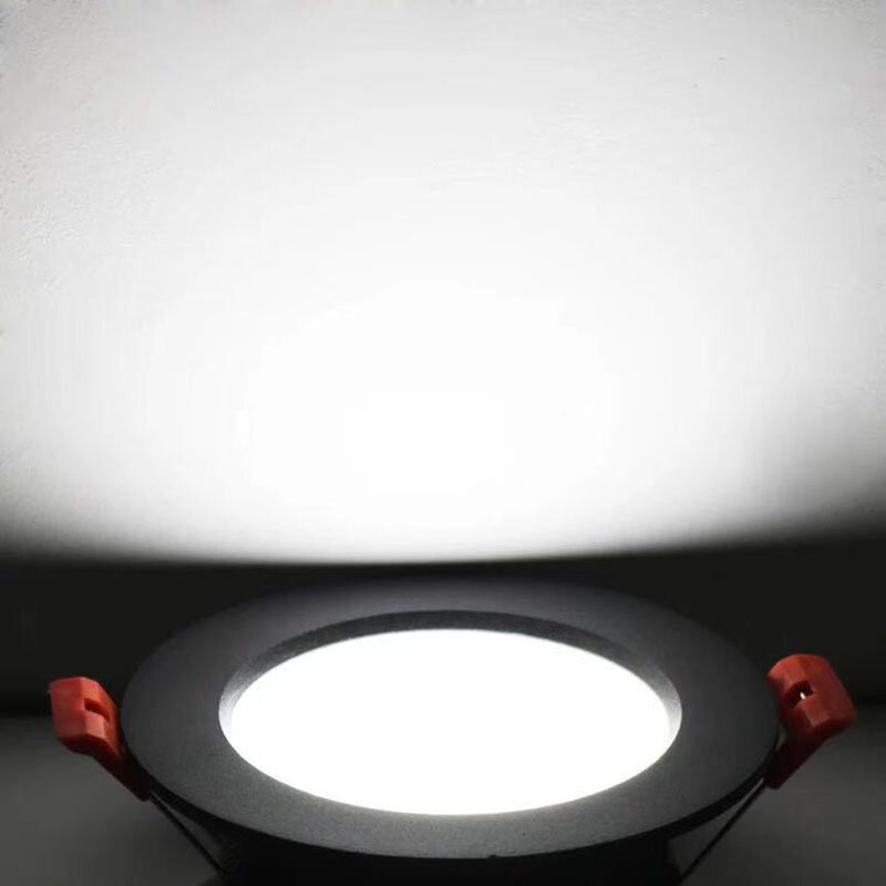Foco de luz LED empotrable para techo, parrilla empotrada ultrafina, redonda, negra y blanca, CC de 12V, 3W, 7W, 9W, 12W