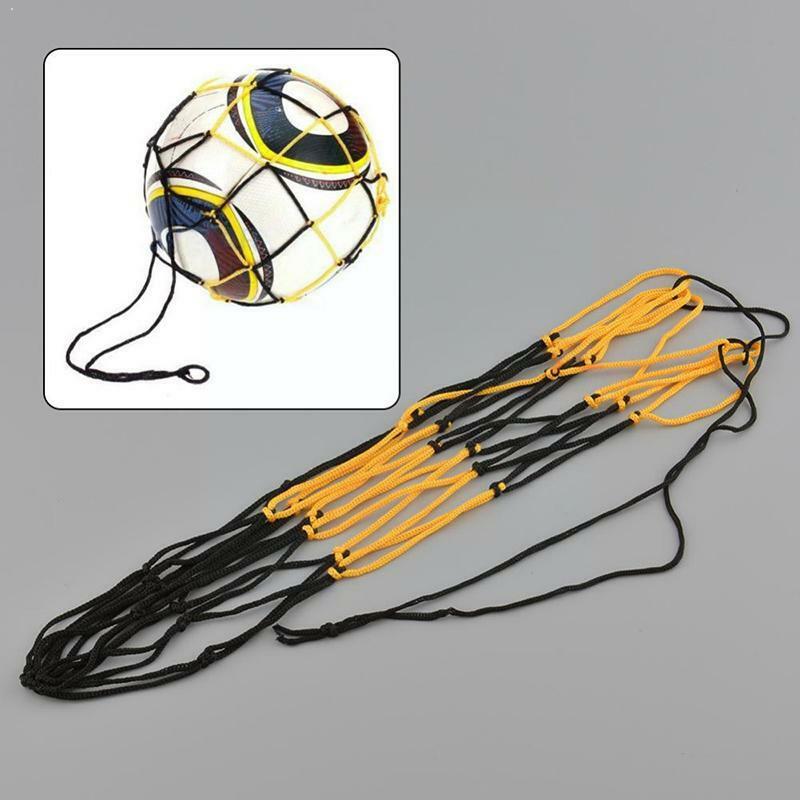 ถุงกระเป๋าตาข่ายตาข่ายสำหรับลูกฟุตบอลบาสเก็ตบอลปิดฟุตบอลมาตรฐานลูกวอลเลย์บอลเชือกผูกกลางแจ้ง