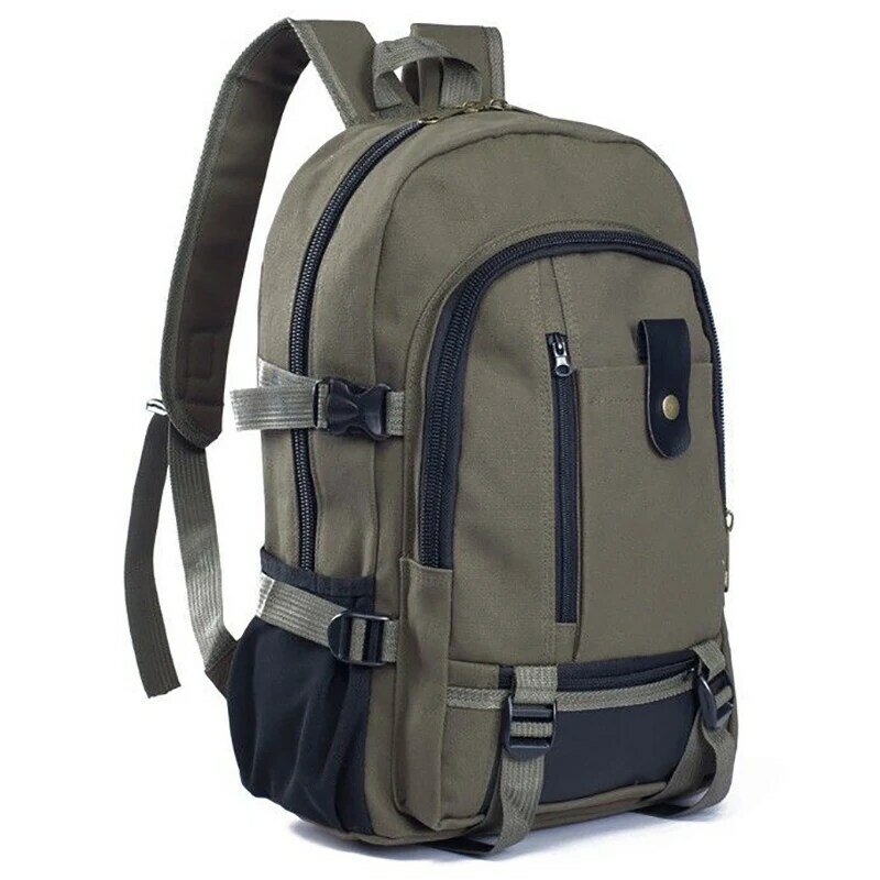 Men's Canvas Backpack Large-capacity Schoolbag Explosion Solid Color Rucksacks Fashion Casual Travel Sport Bag Backpack