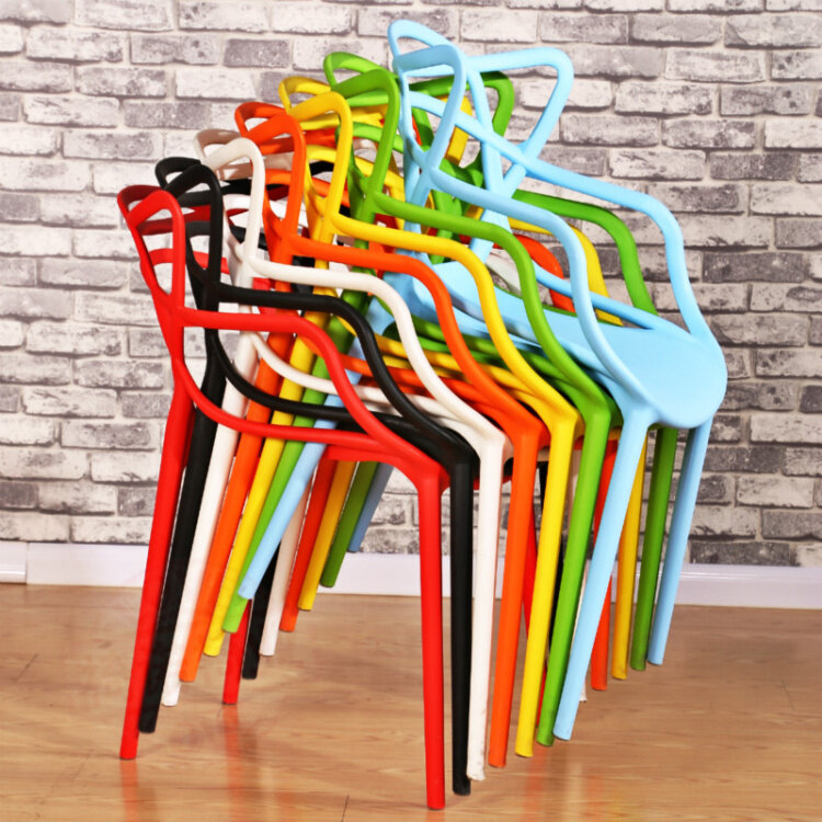 Silla de comedor informal nórdica, silla de plástico simple y moderna, silla apilable para café, gran oferta