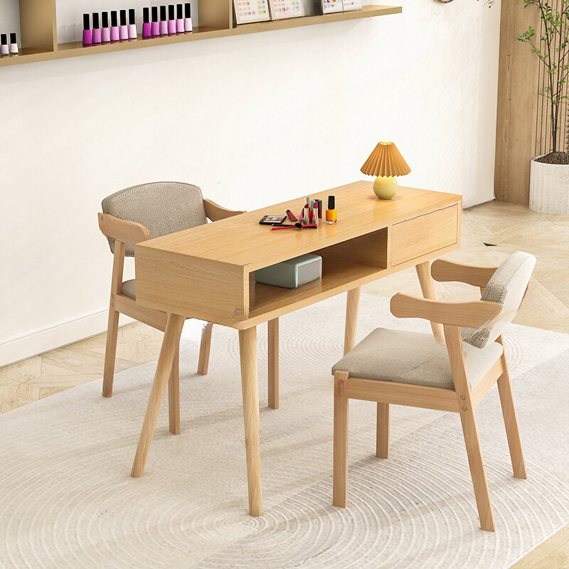 Wooden Storage Nail Desk Kawaii Design Aesthetic Manicure Nail Table Tech Organizer Tavolo Per Unghie Salon Furniture